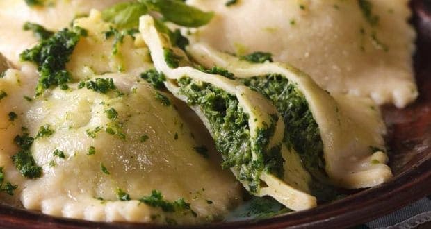 Spinach and ricotta ravioli